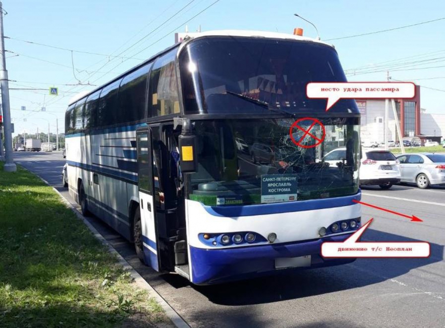 В Костроме пассажирка автобуса разбила лобовое стекло своим телом