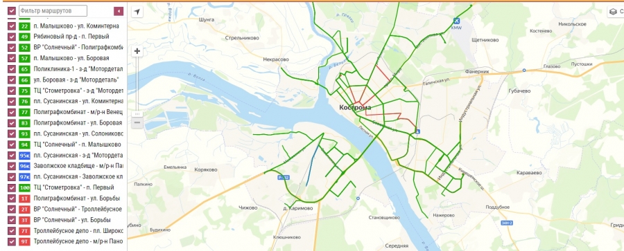 Наглядно и просто: в открытом доступе появилась понятная схема новой маршрутной сети костромского общественного транспорта