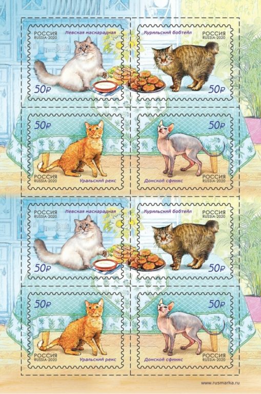 Домашние кошки стали лицом почтовых марок