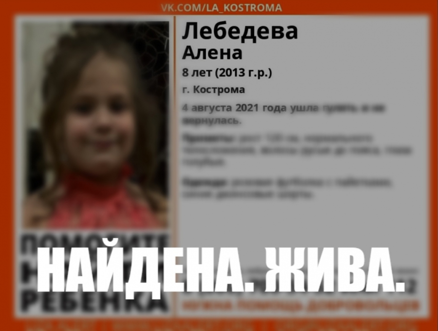 В Костроме всю ночь искали 8-летнюю девочку