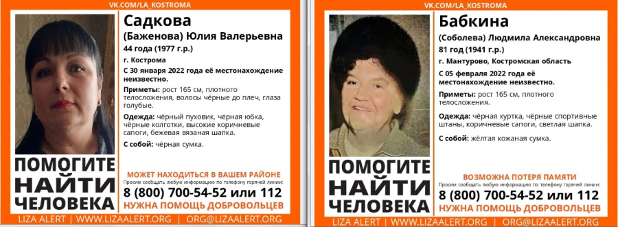 В Костромской области бесследно исчезли две женщины одинакового роста