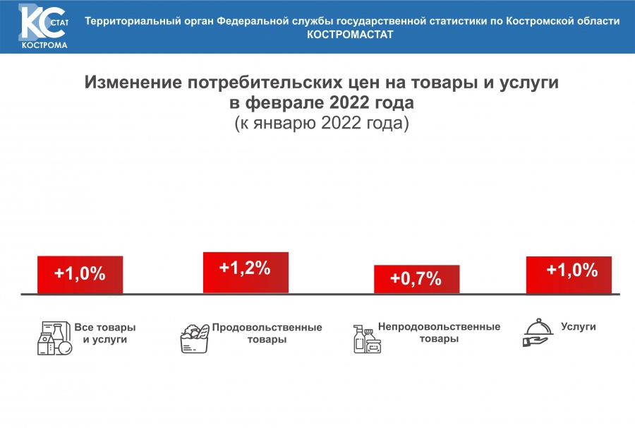 Официально цены на товары и услуги в Костромской области выросли на 1%