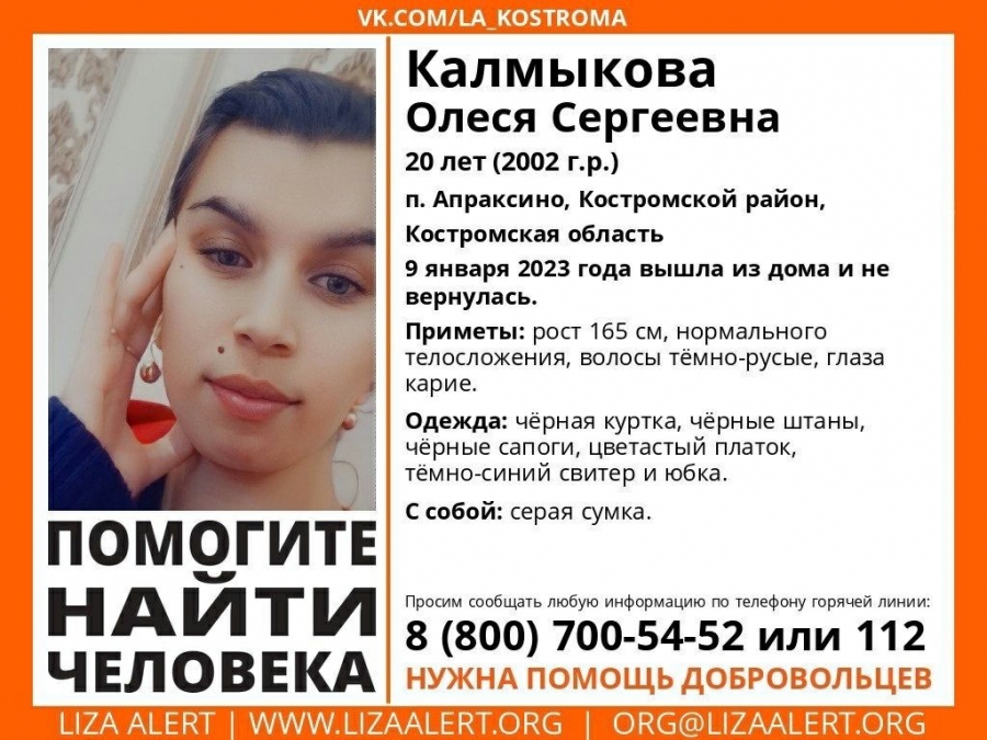 В Костроме ищут 20-летнюю девушку