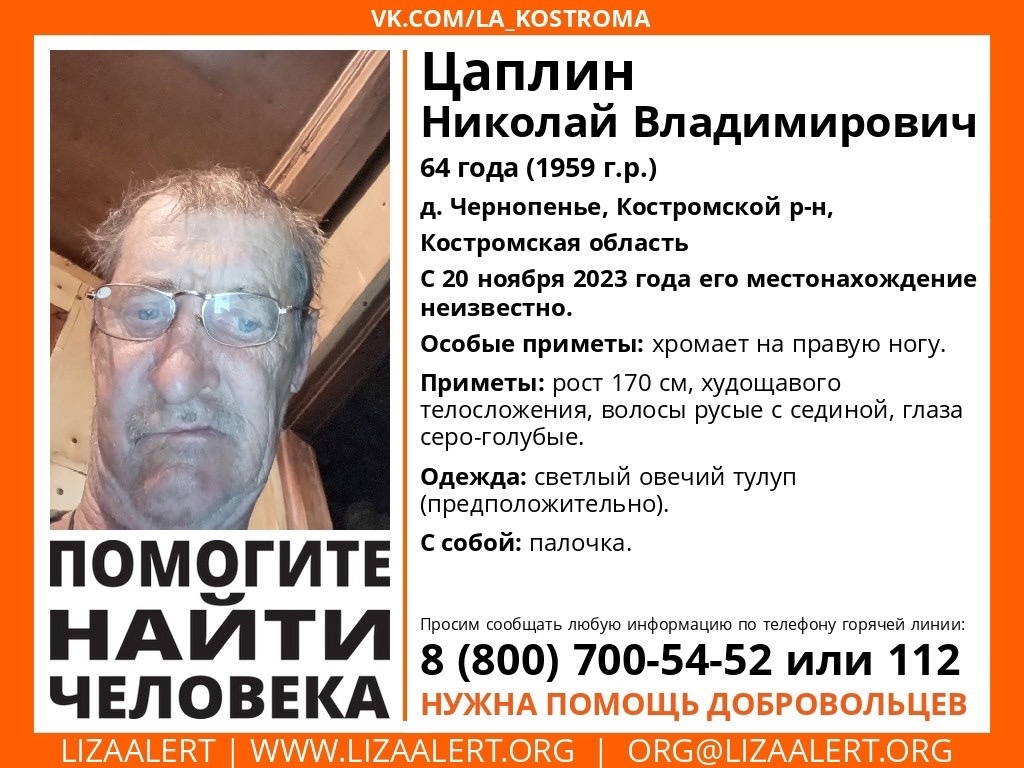 В Костромской области четвертый день разыскивают пропавшего 64-летнего мужчину