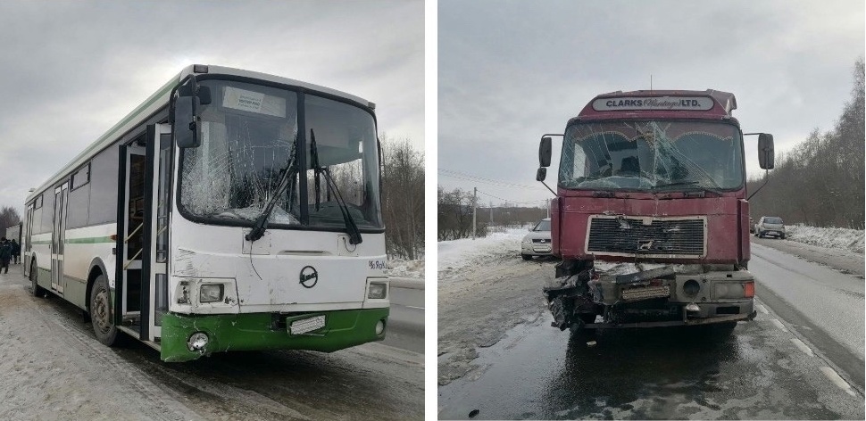 Автобус смял сразу несколько машин на костромской трассе