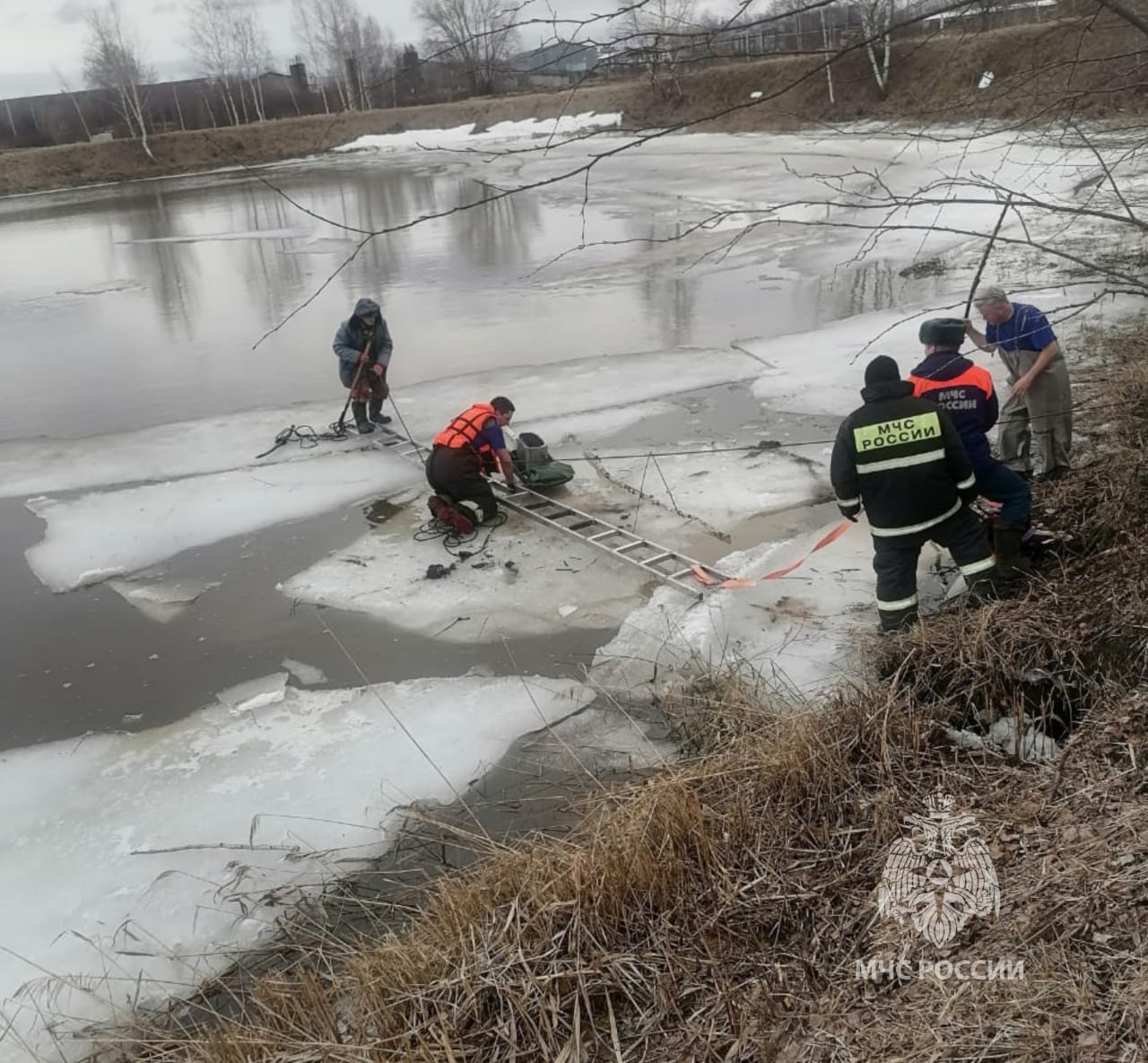 Пожилого рыбака сняли с льдины в Костромской области