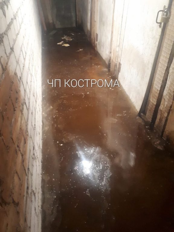 Воды по колено: подвал жилого дома затопило кипятком в Костроме