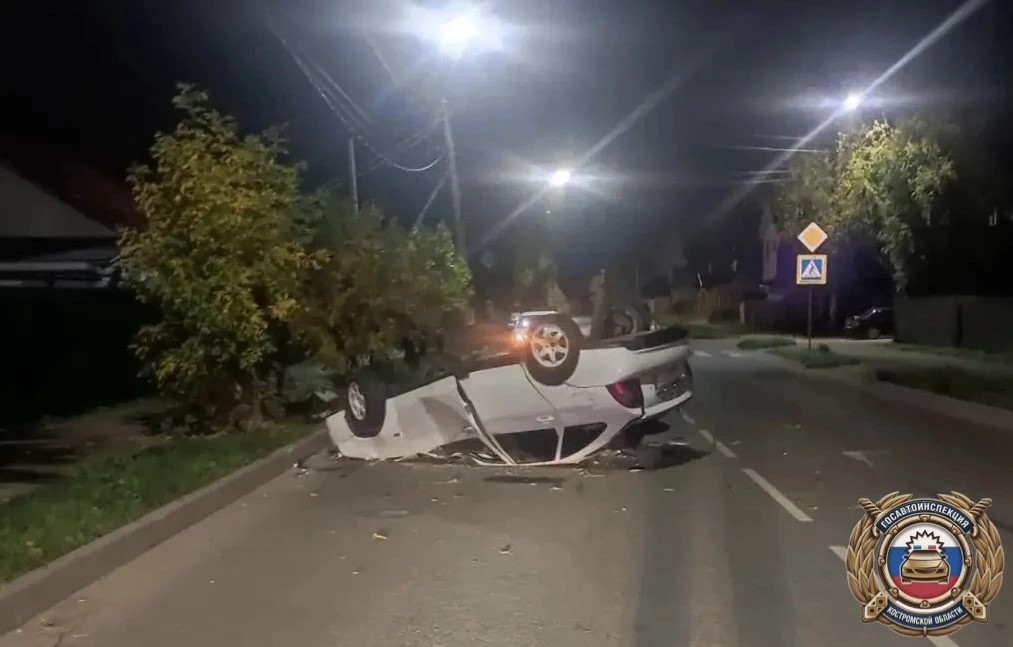 Пьяная девушка влетела в дерево на костромской дороге